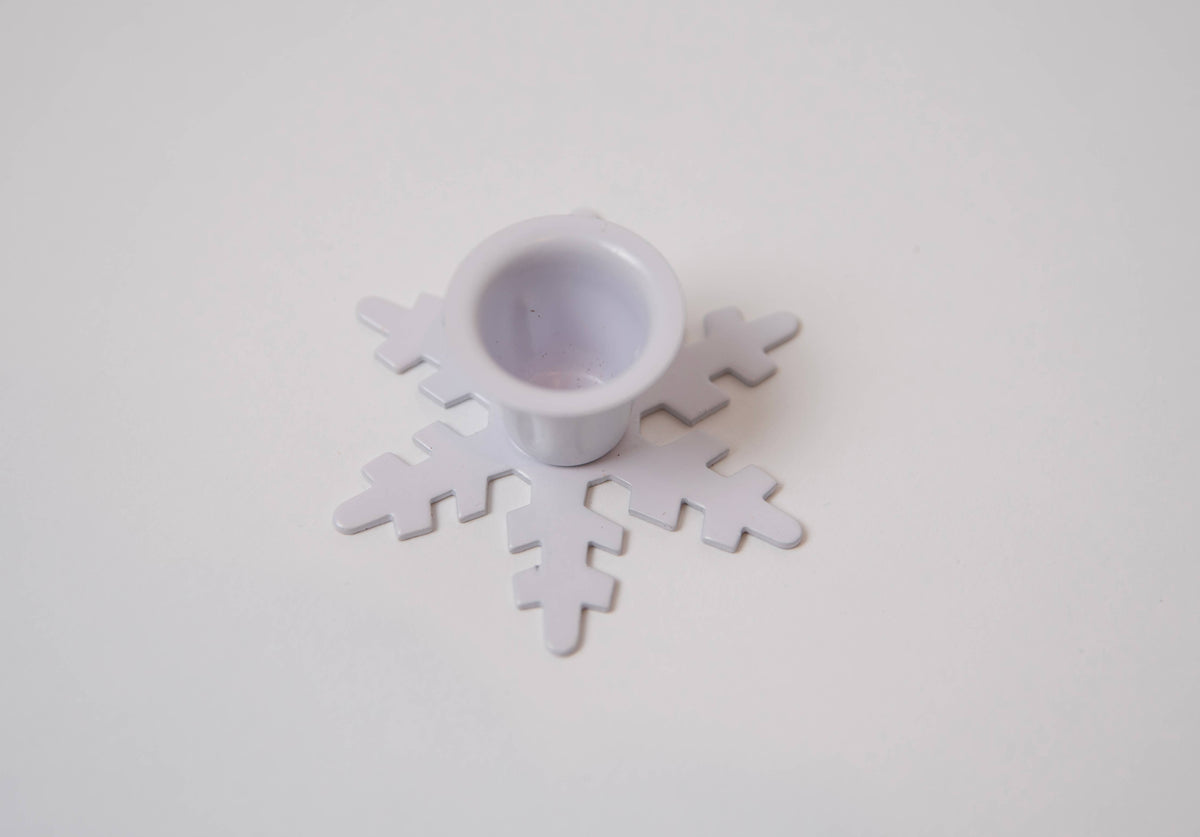 White Iron Snowflake Taper Holder