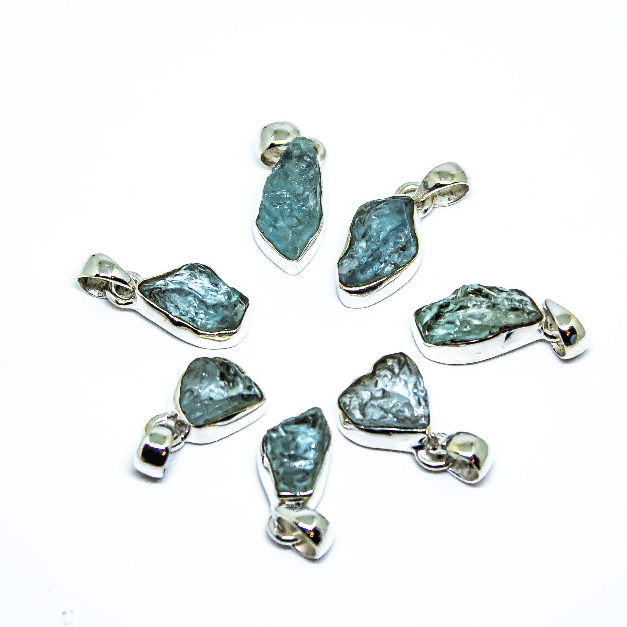 Aquamarine Freeform Sterling Silver Pendant