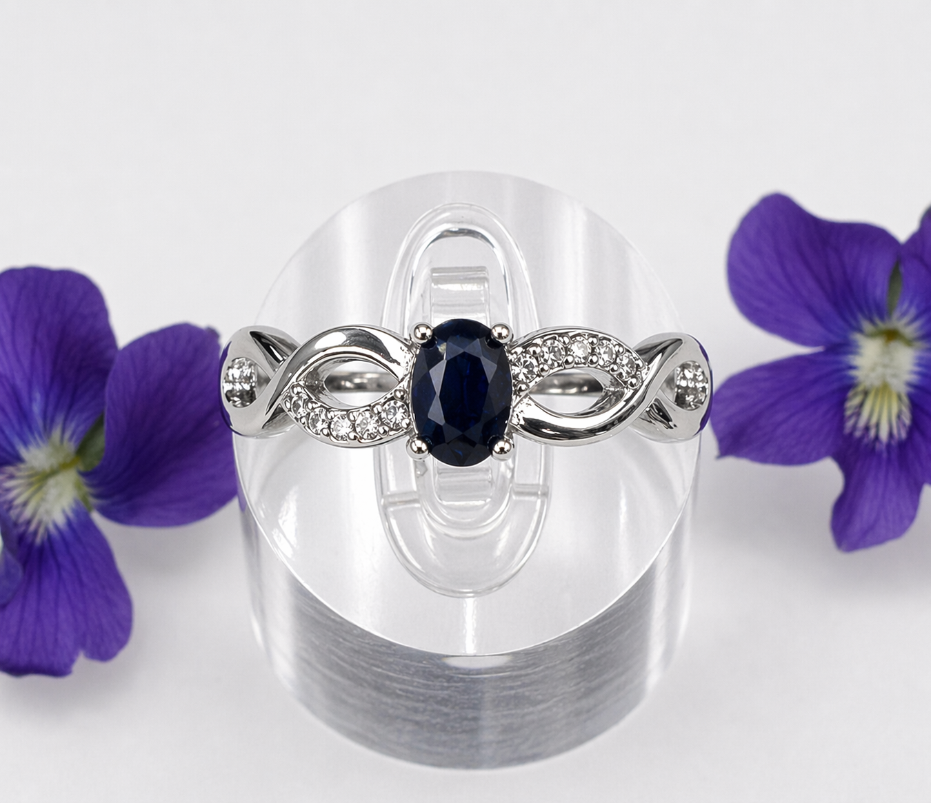 Faceted Natural Sapphire Stainless Steel Rings 4x6mm