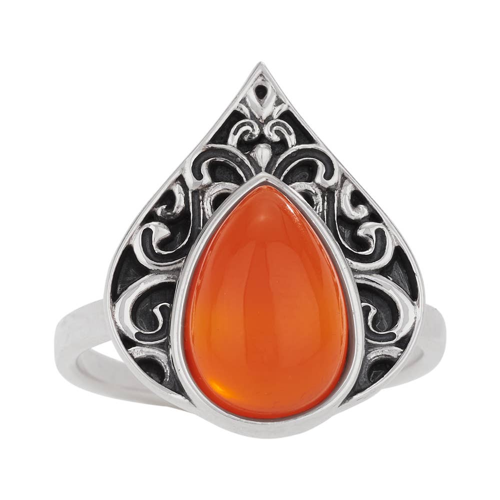 Campfire Flame Sterling Silver and Carnelian Ring