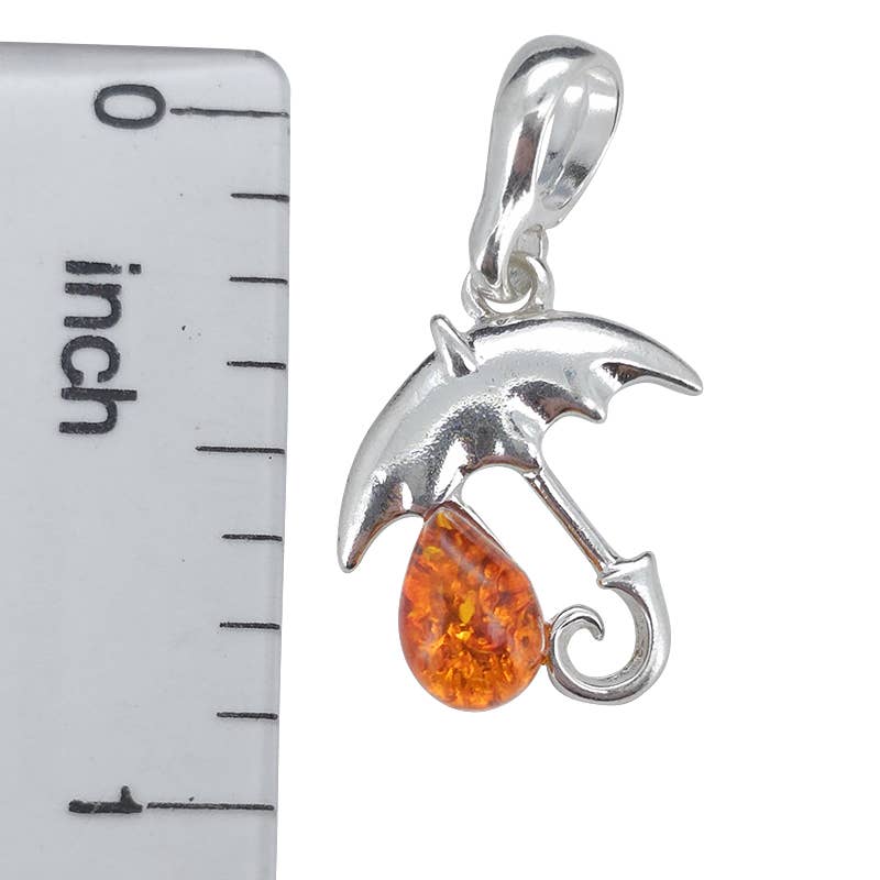 Amber Sterling Silver Umbrella Pendant