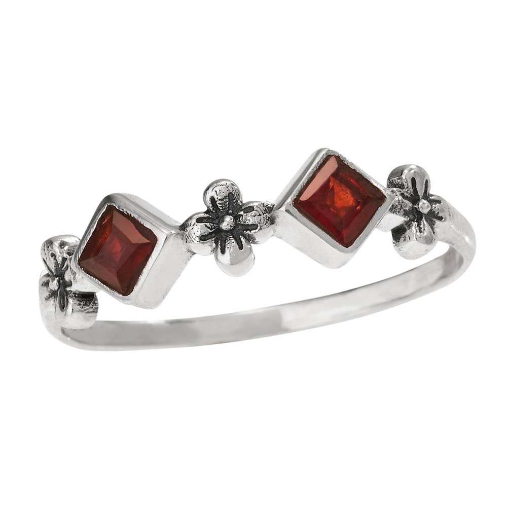 Twin Garnets Sterling Ring