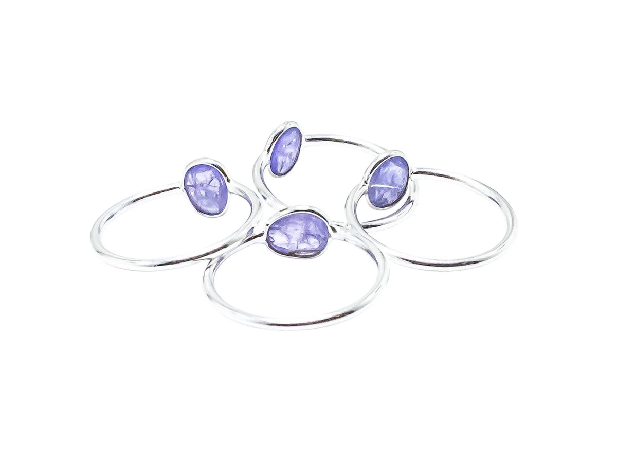 Tanzanite Ring Sterling Silver Faceted abstract