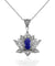 Sterling Silver Filigree Lotus Flower Lapis Lazuli Gemstone Pendant