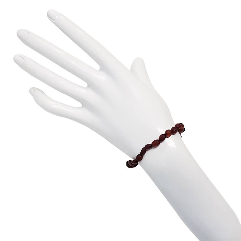 Small Matte Cherry Amber Beaded Stretch Bracelet