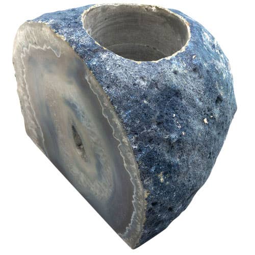 AGATE CANDLE HOLDER BLUE