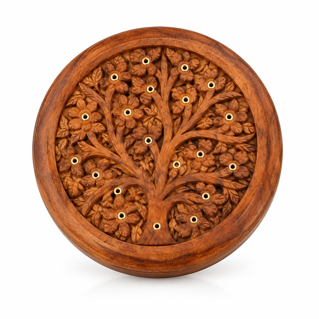 Wood  Carved Tree Stick Burner 5"