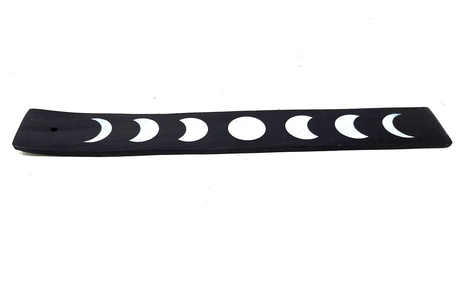 Moon Phases Wood Canoe Incense Burner