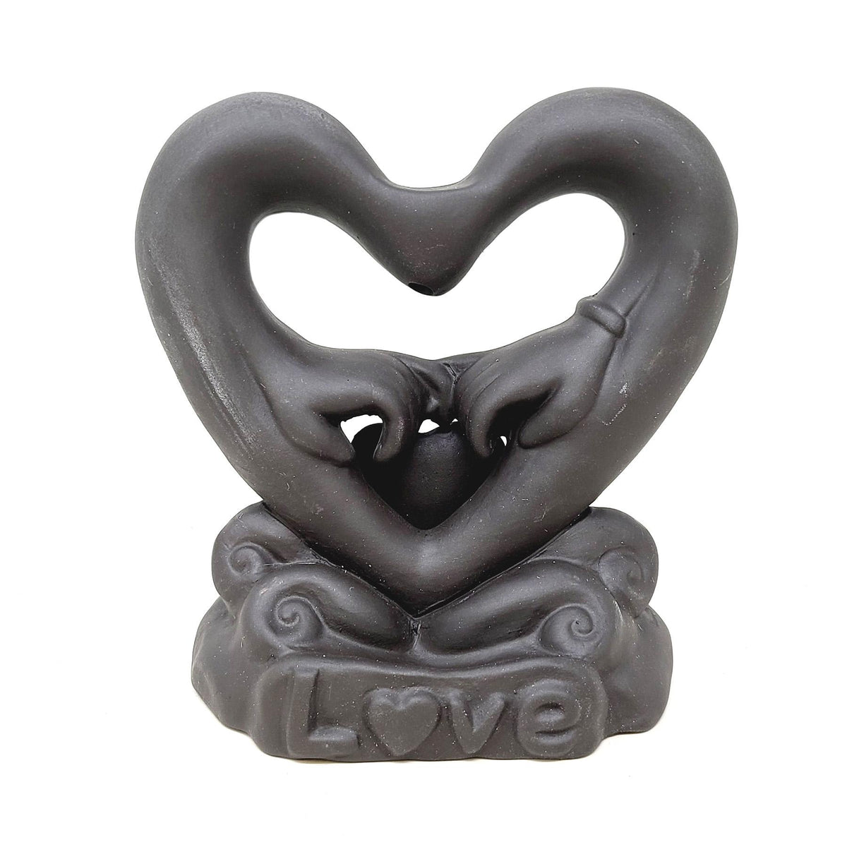 Hand Holding in Heart Backflow Incense Burner