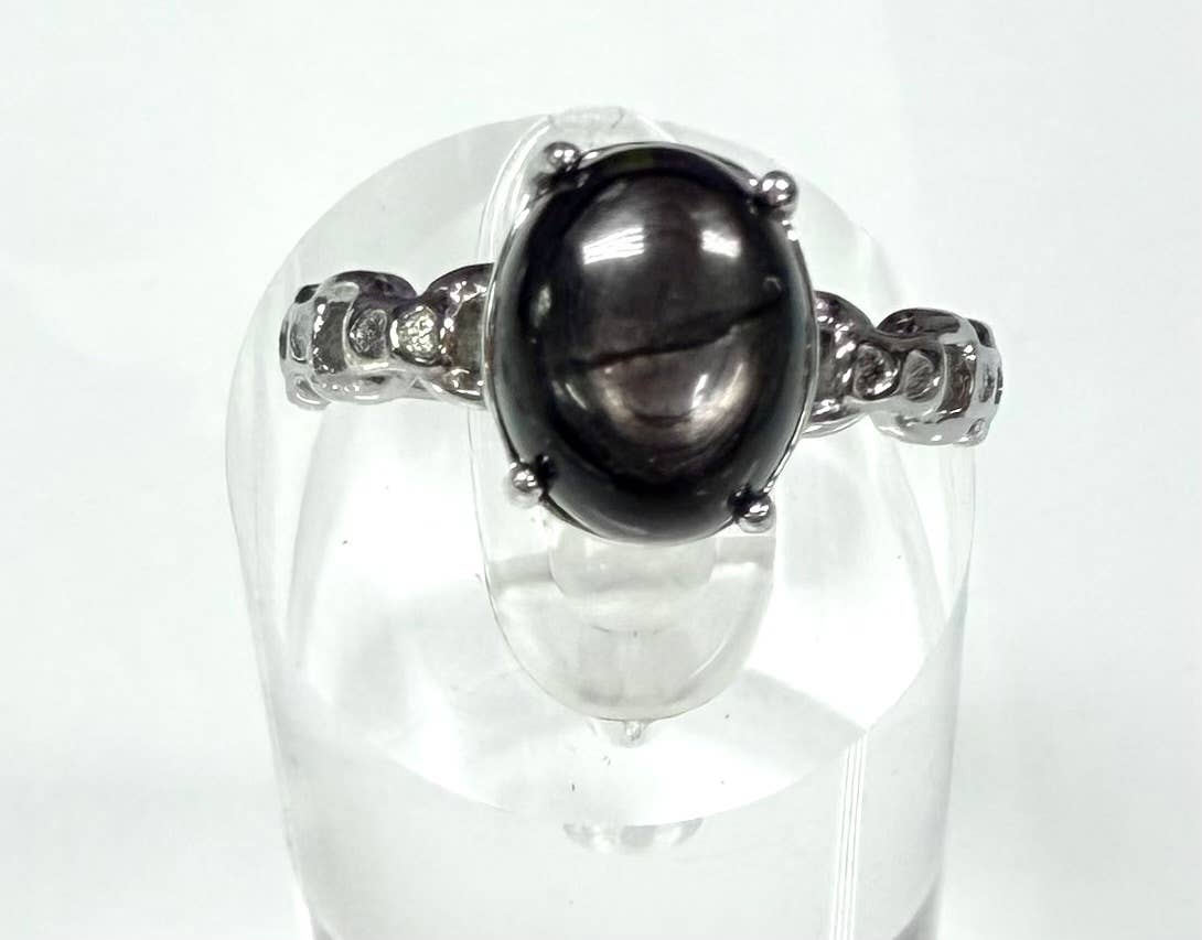 Natural Hyperthene Stainless Steel Rings 8x10mm