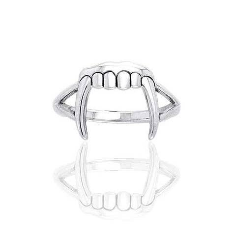 Dracula&#39;s Bite - Vampire Fangs Teeth Sterling Silver Ring