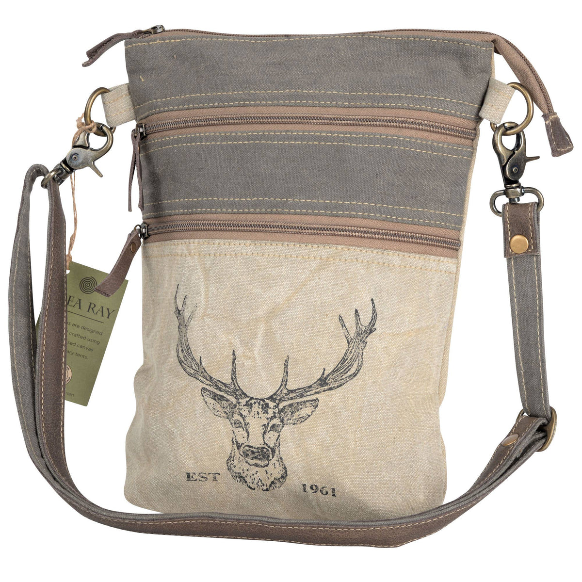 Double Zipper Deer Crossbody
