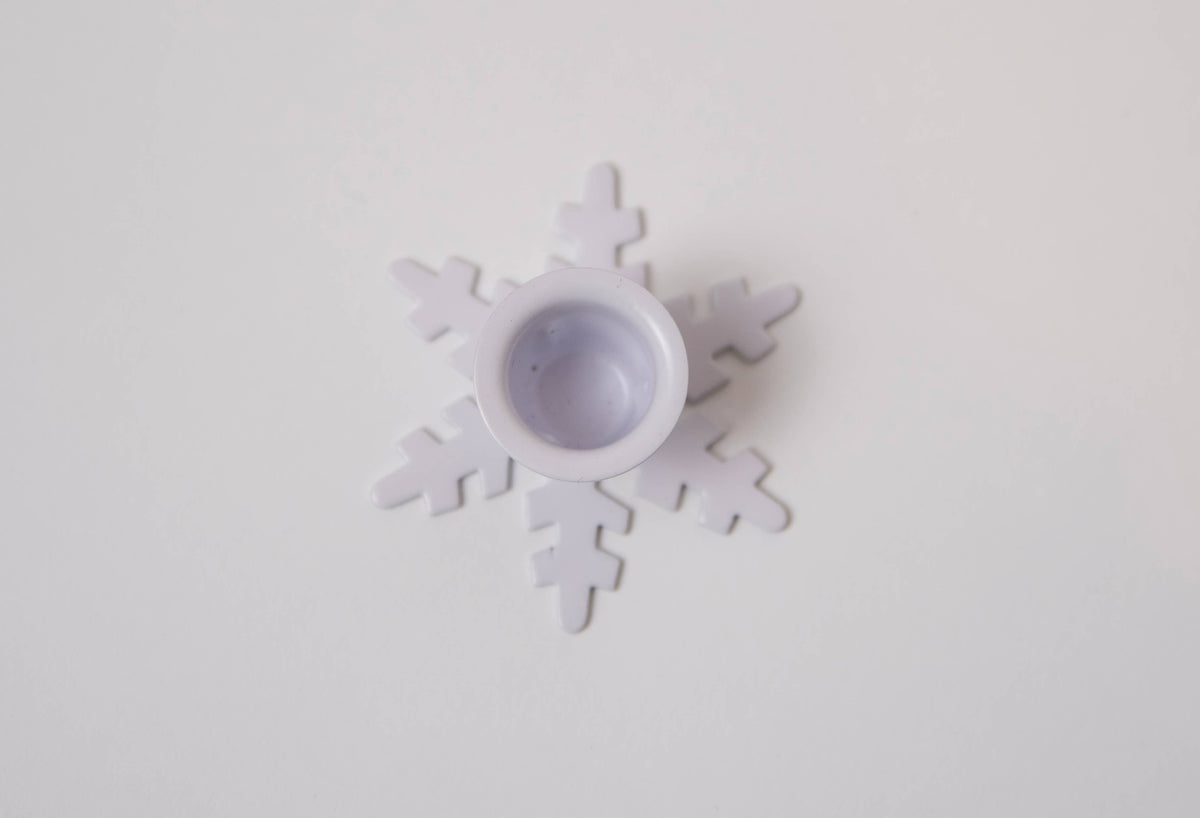 White Iron Snowflake Taper Holder
