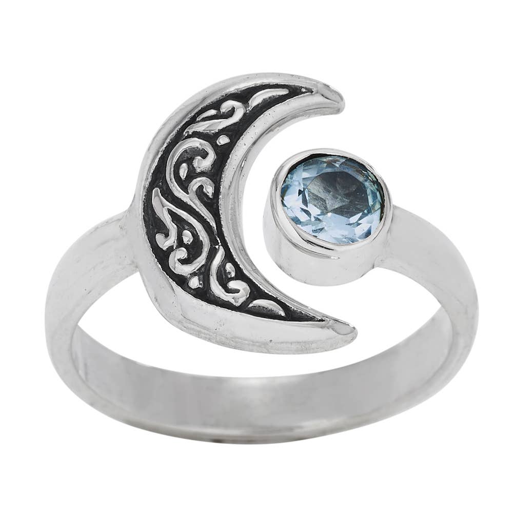Blue Moon Sterling Silver and Blue Topaz Ring