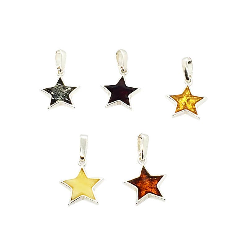 Butterscotch Amber Sterling Silver Star Pendant