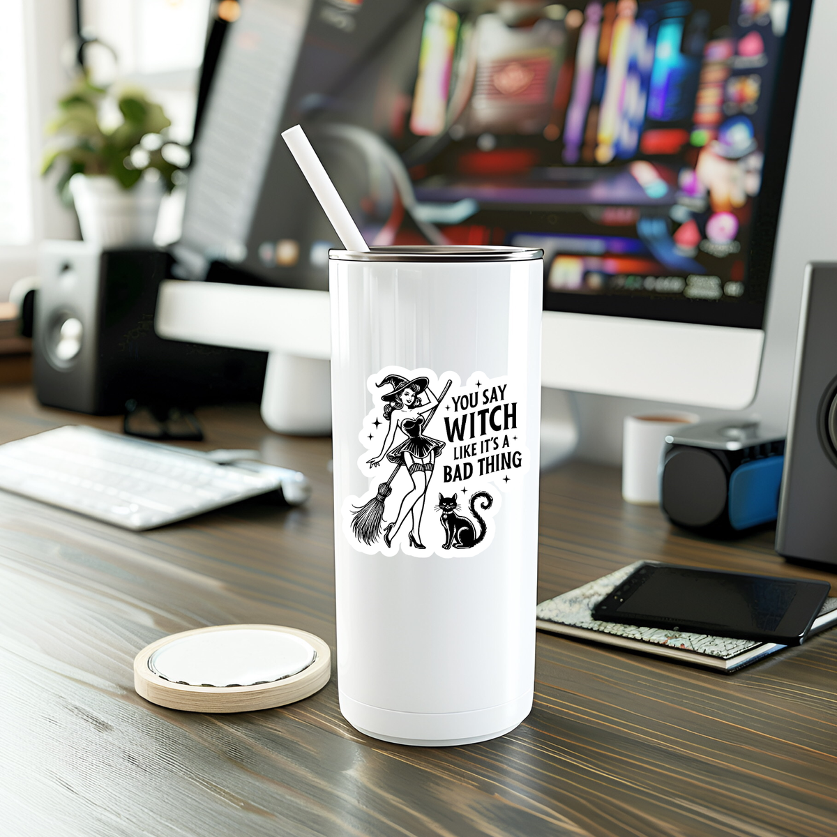 Funny Witch Vinyl Sticker