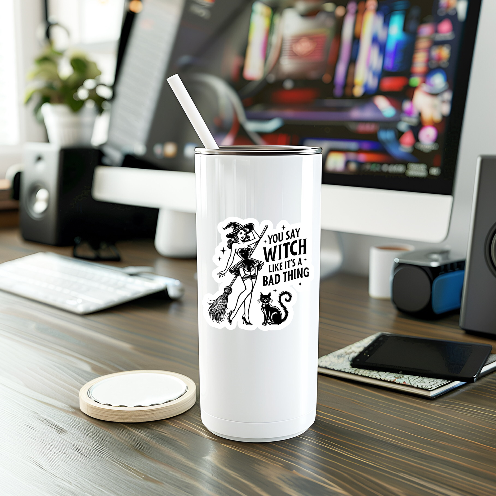 Funny Witch Vinyl Sticker