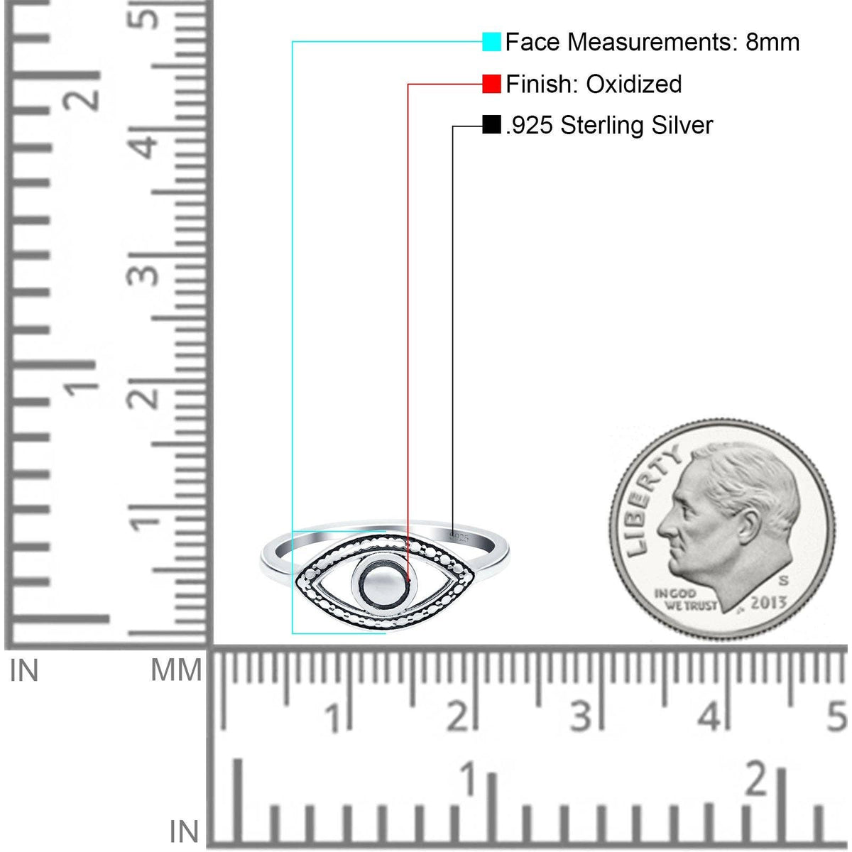 Evil Eye Oxidized Ring