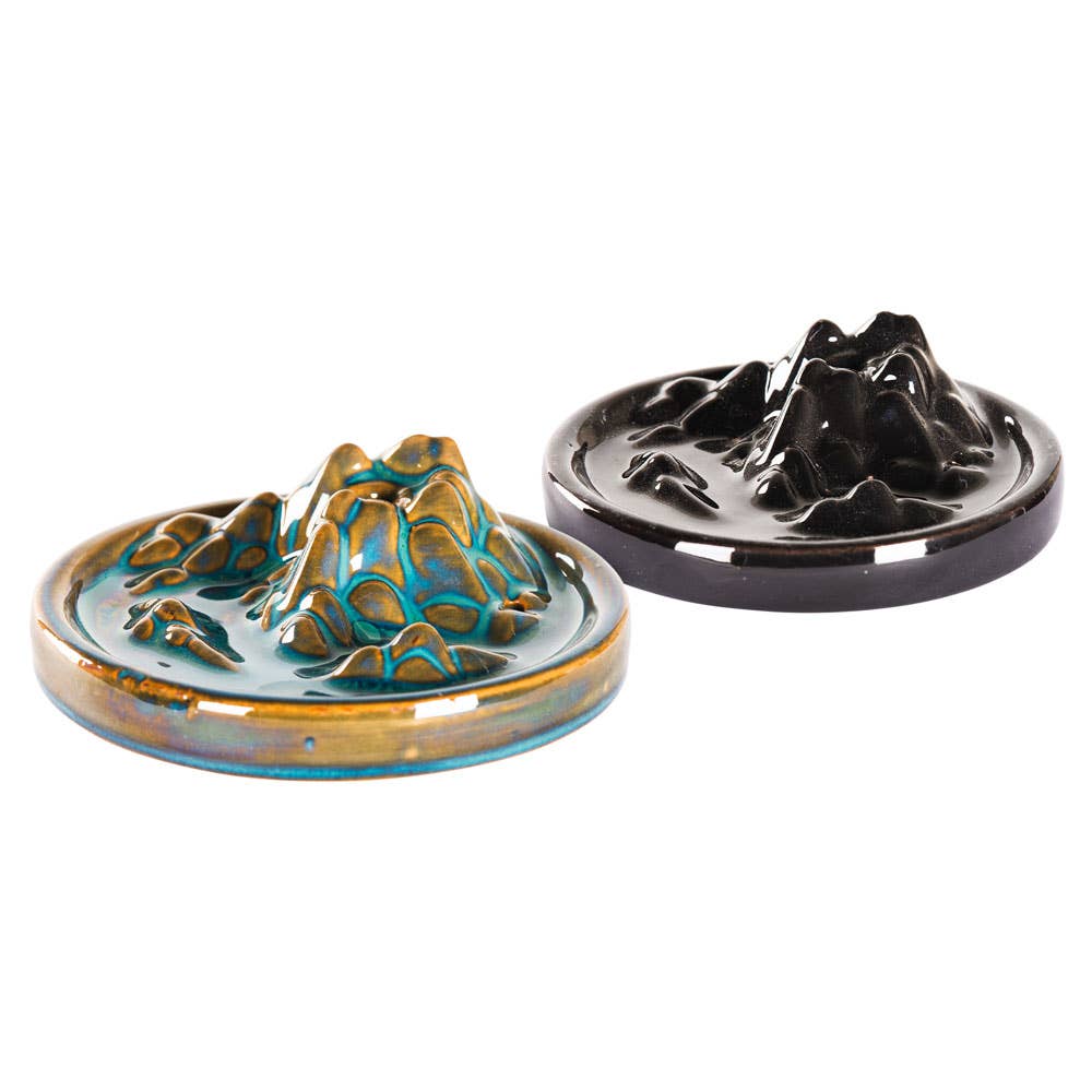 Ceramic Mountain Backflow Incense Burner - Black