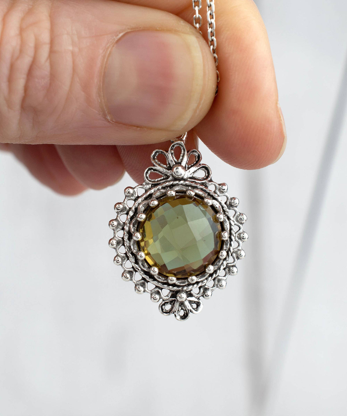 Sterling Silver Filigree Art Alexandrite Gemstone Pendant