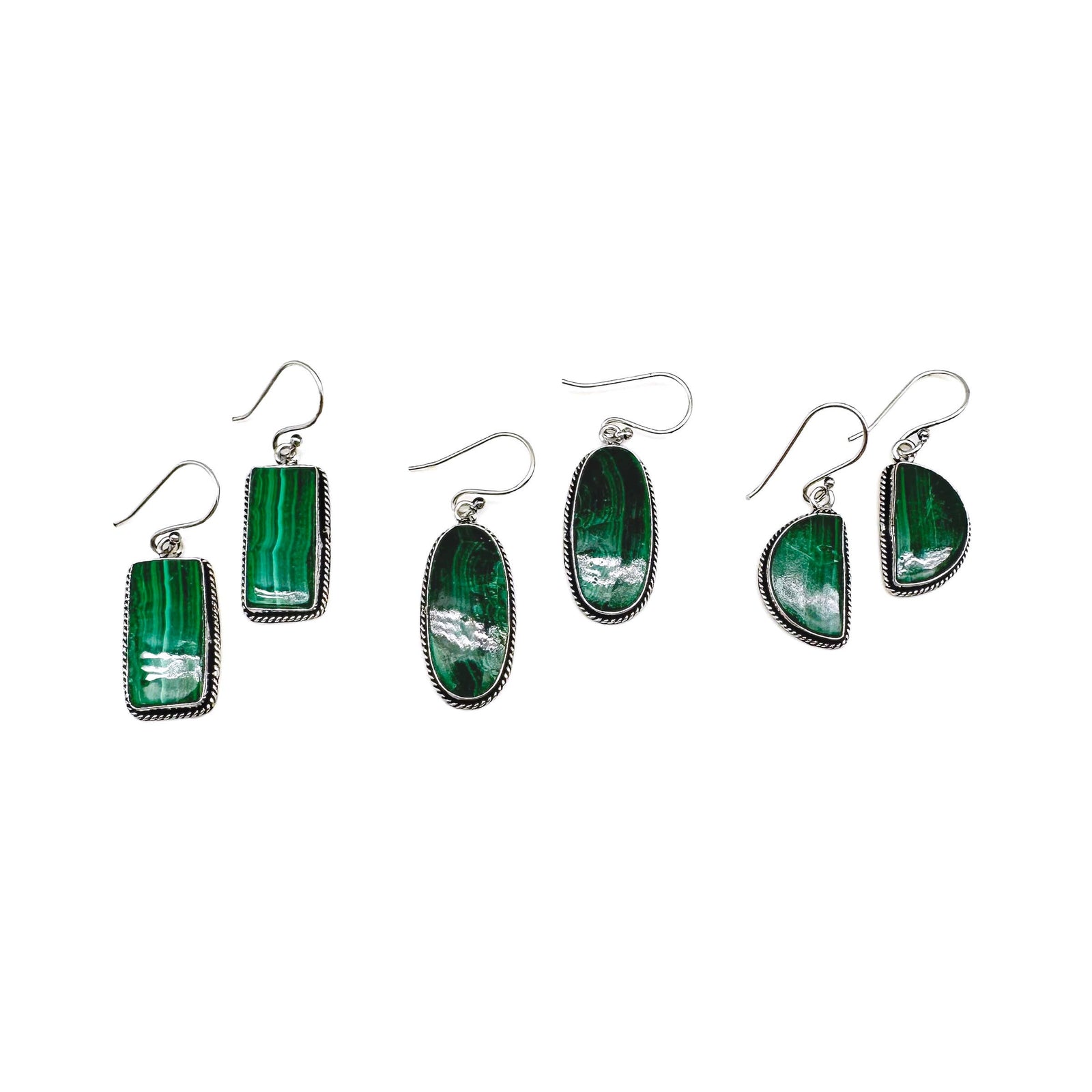 Kashi Semiprecious Large Stone Earrings - Malachite