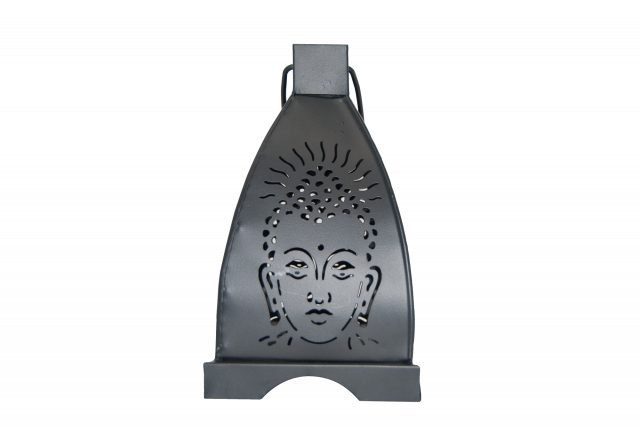 Candle Lantern - Buddha, Black 4.5" x 8"