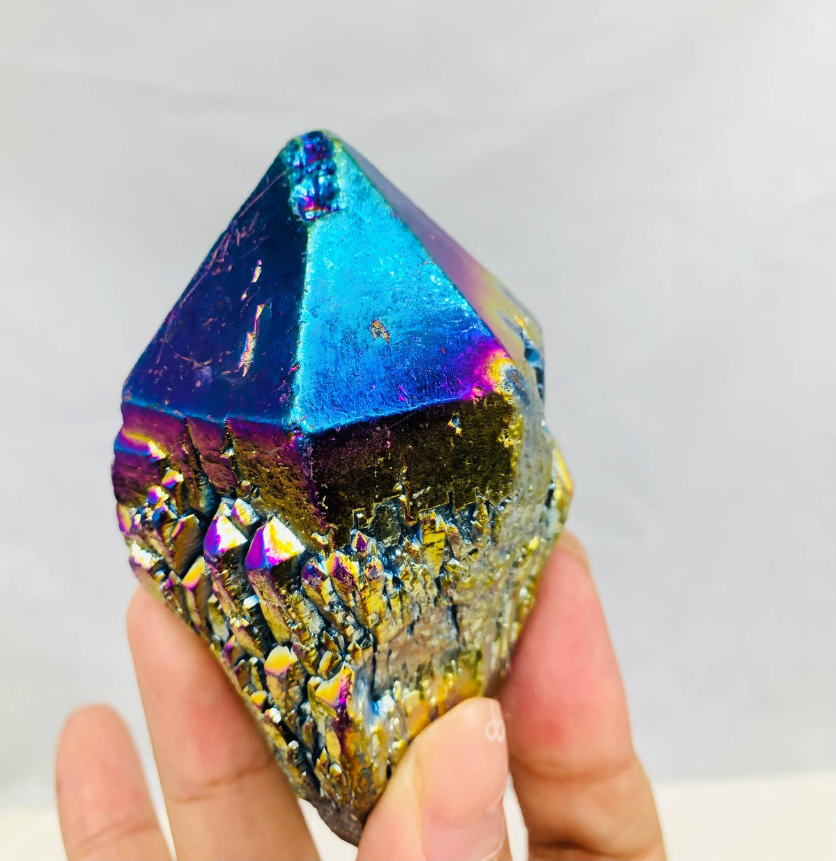 Titanium Rainbow Aura Candle Quartz Points