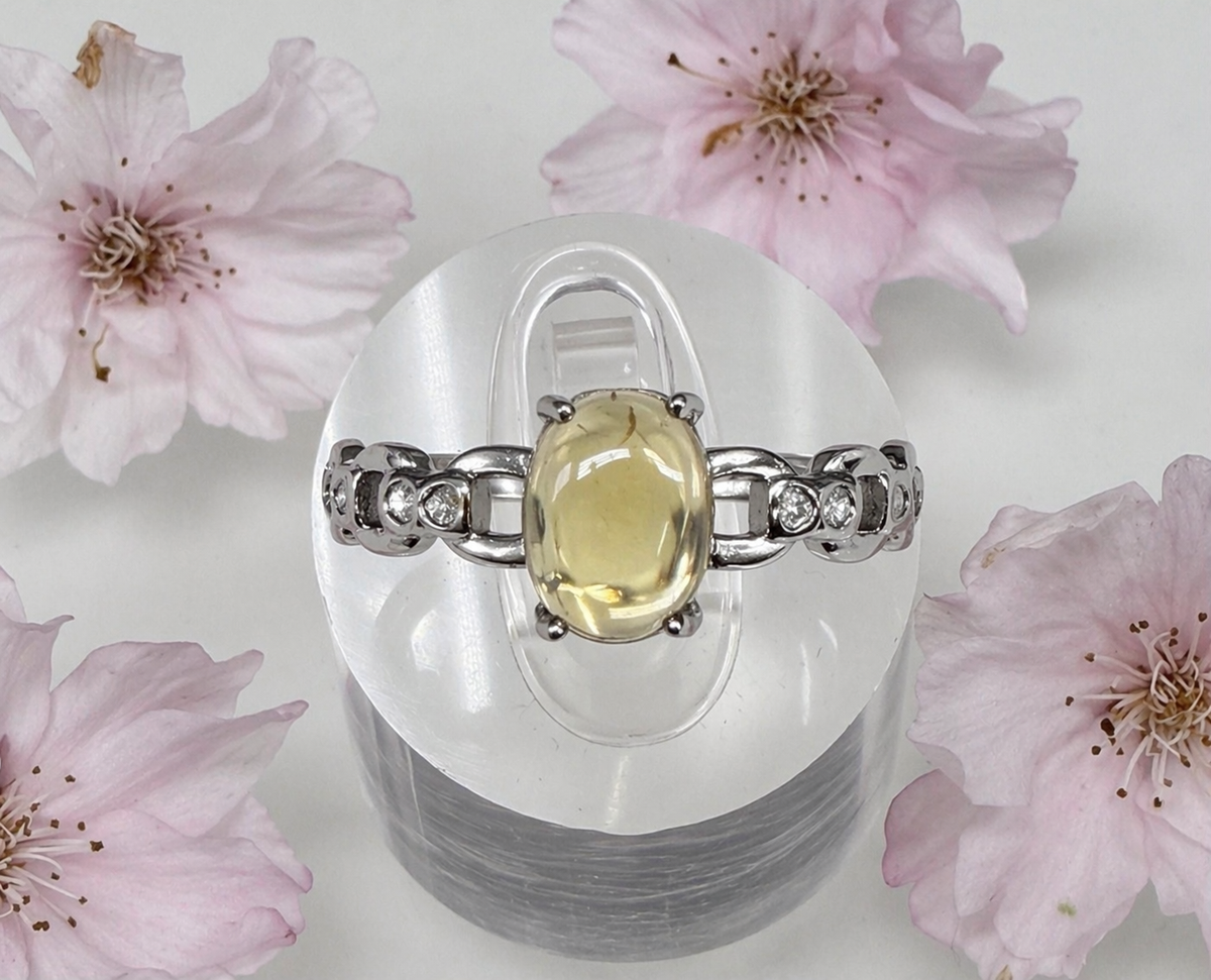 Citrine Stainless Steel Ring Crystals 5x7mm