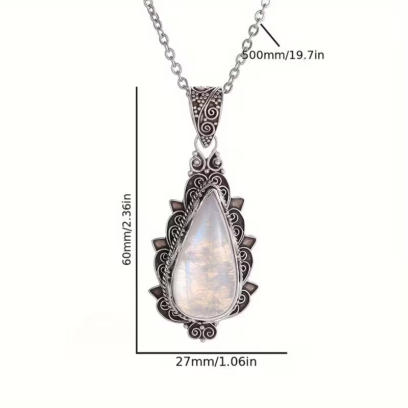 Pearl Powder Teardrop Silver-Toned Necklace