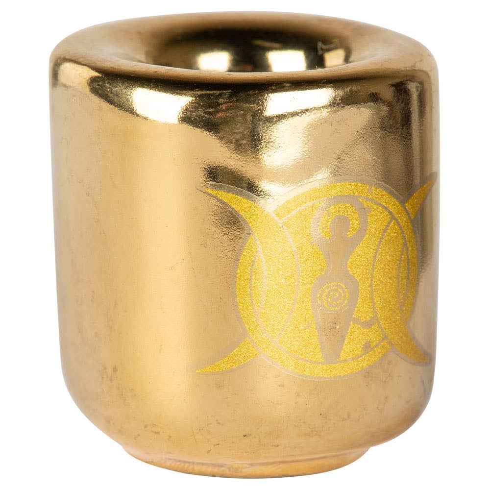 GOLD TRIPLE MOON GODDESS MINI CANDLE HOLDER