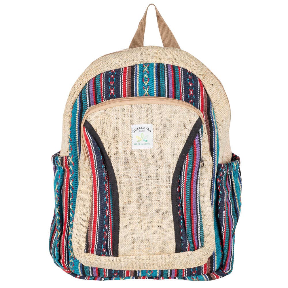 Blue And Red Hemp Backpack