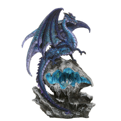 Blue Checkmate Dragon LED Crystal Cave Statue