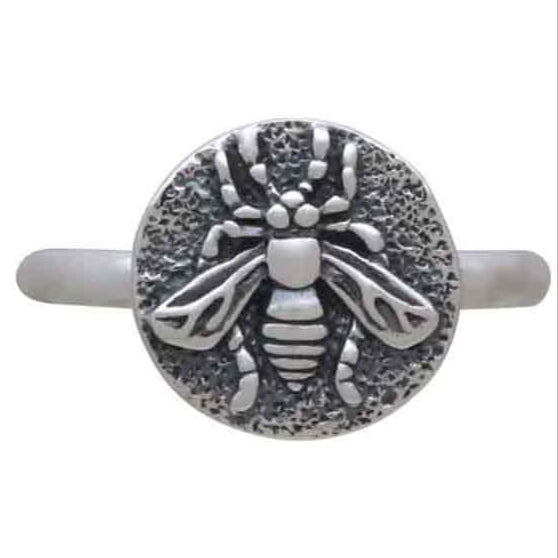 Sterling Silver Bee Coin Ring