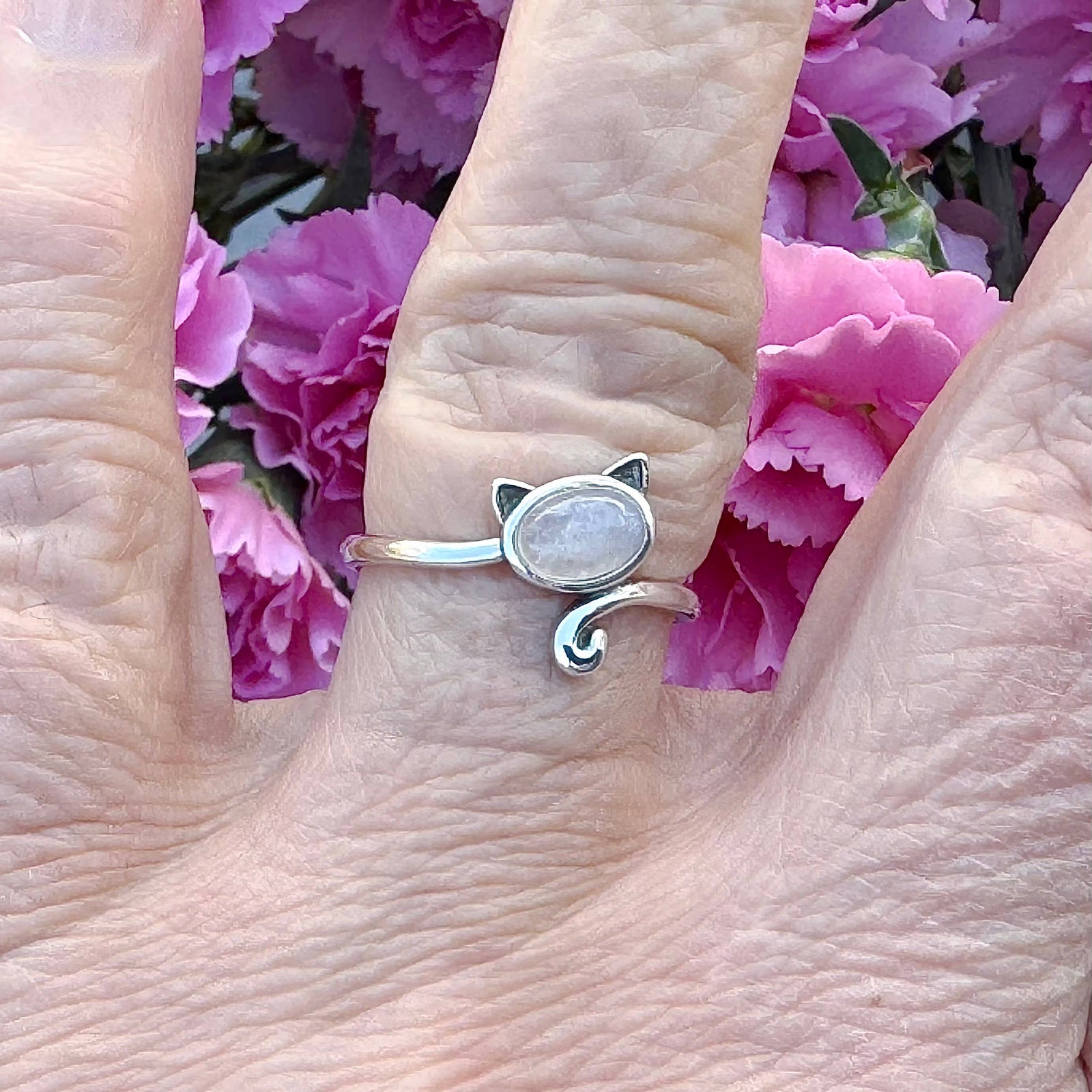 Cat with Moonstone Ring