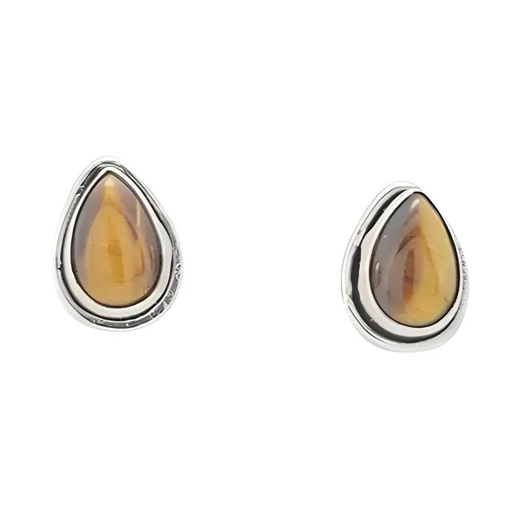 Tiger Eye  Sterling Silver Stud Earrings