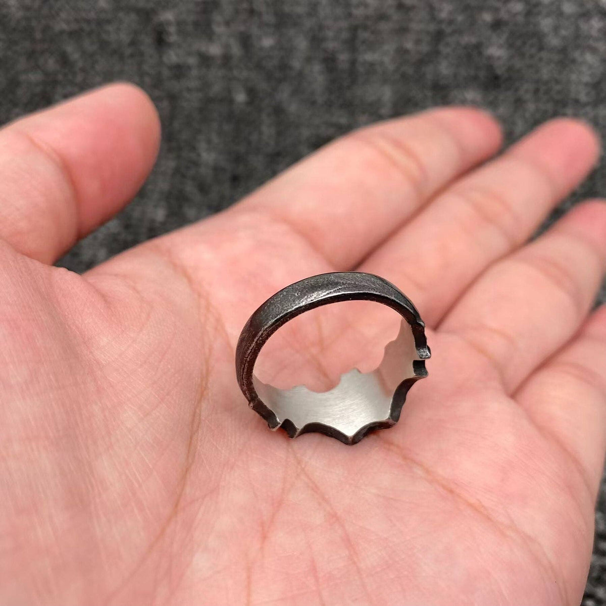 Bat Blackened Stainless Steel Ring