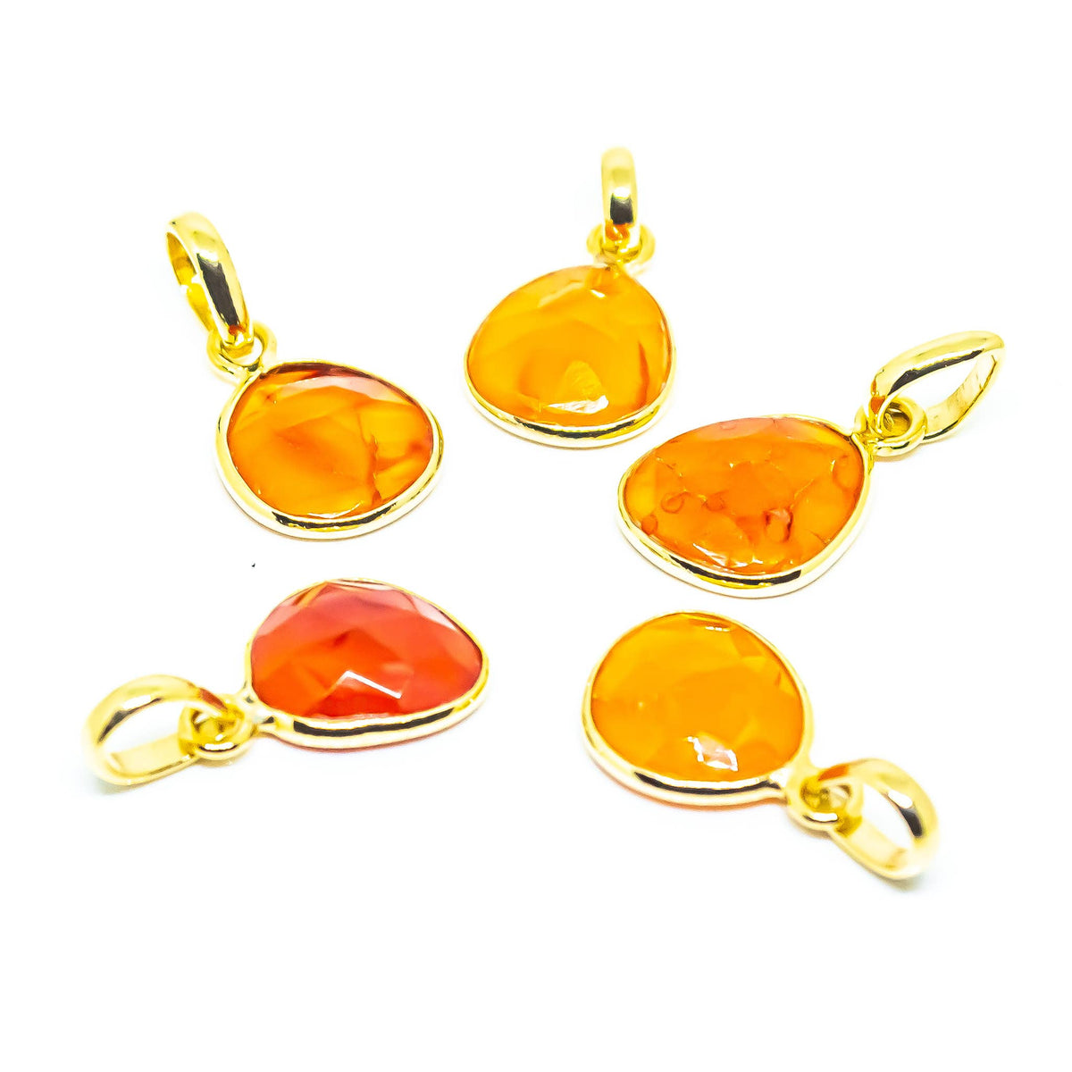 Carnelian Gemstone Sterling Silver Pendant 18K