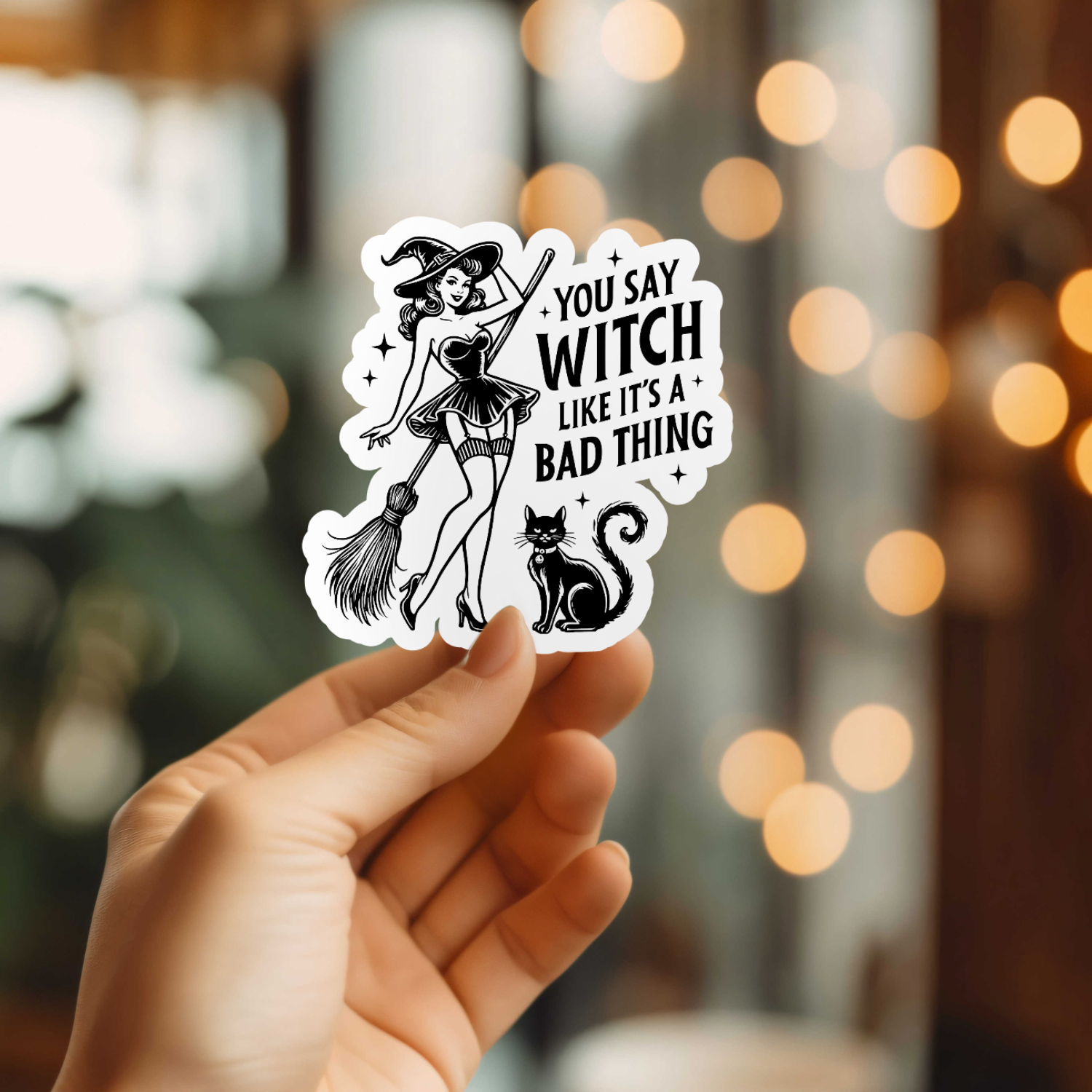 Funny Witch Vinyl Sticker