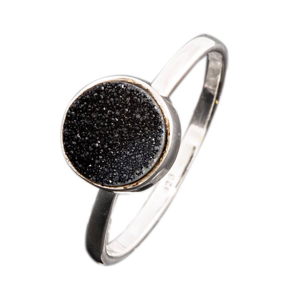 Sparklers Sterling Black Druzy Ring