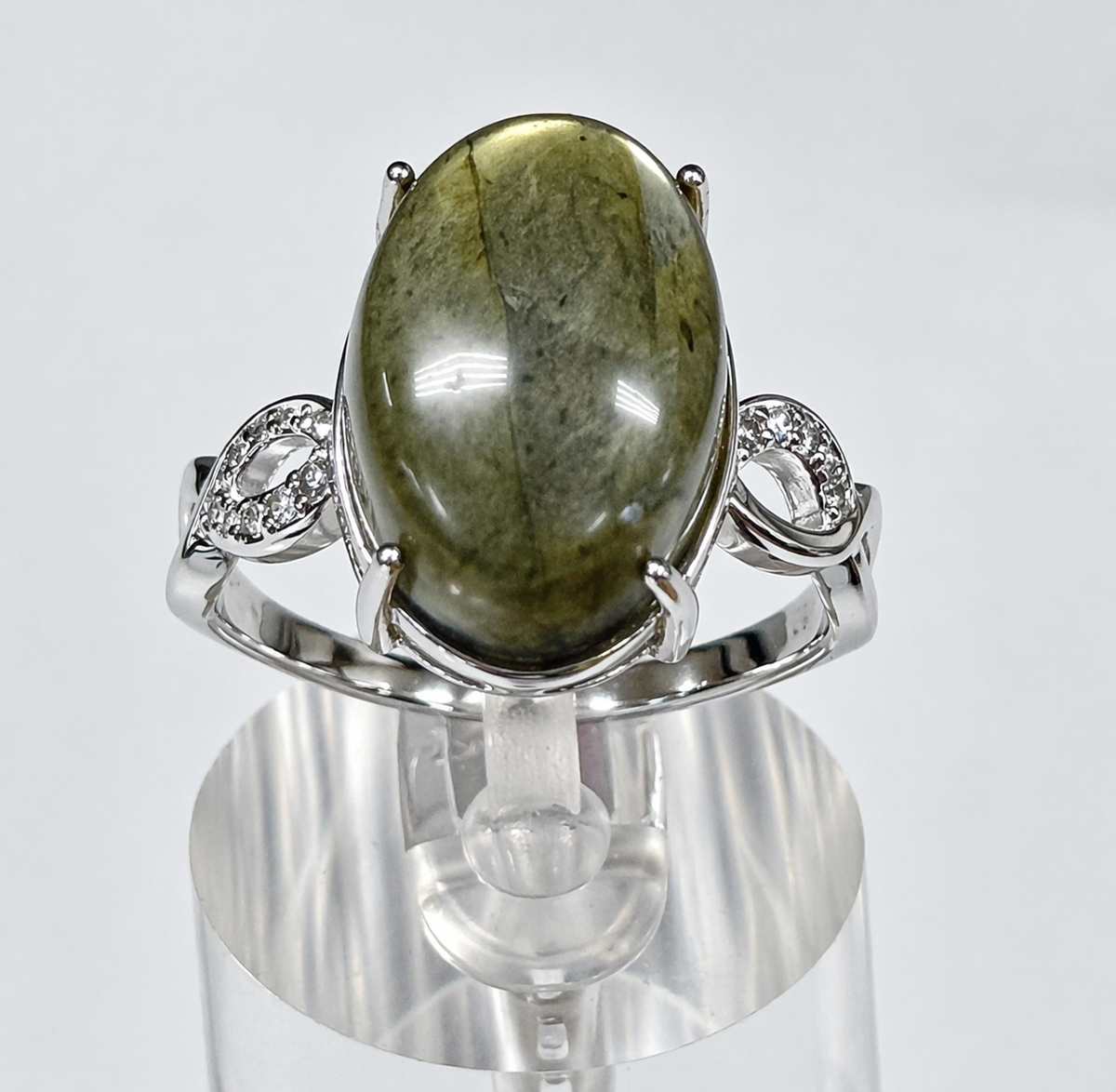 Natural Labradorite Stainless Steel Rings 12x16mm