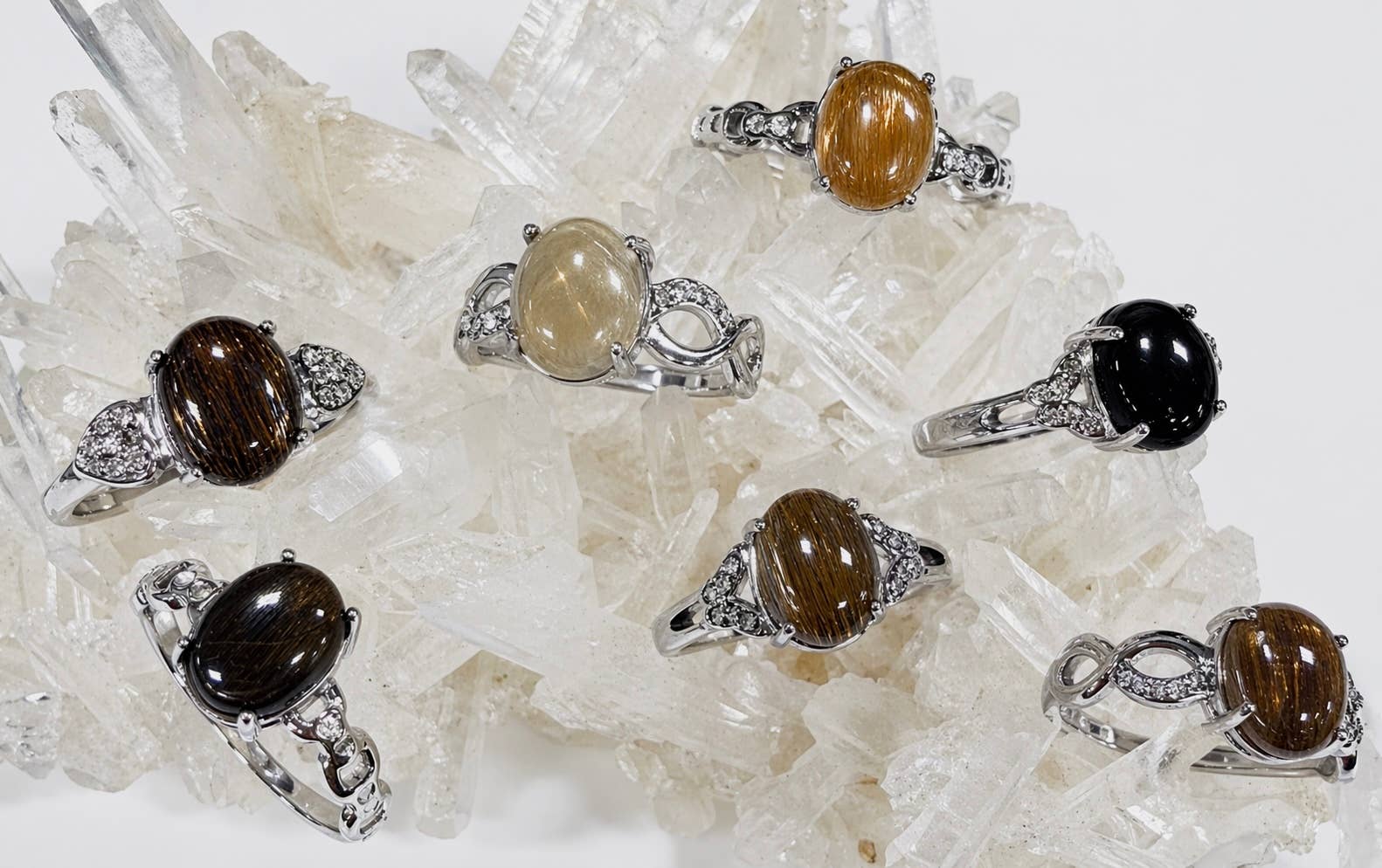 Natural Black Moonstone Stainless Steel Rings 8x10mm
