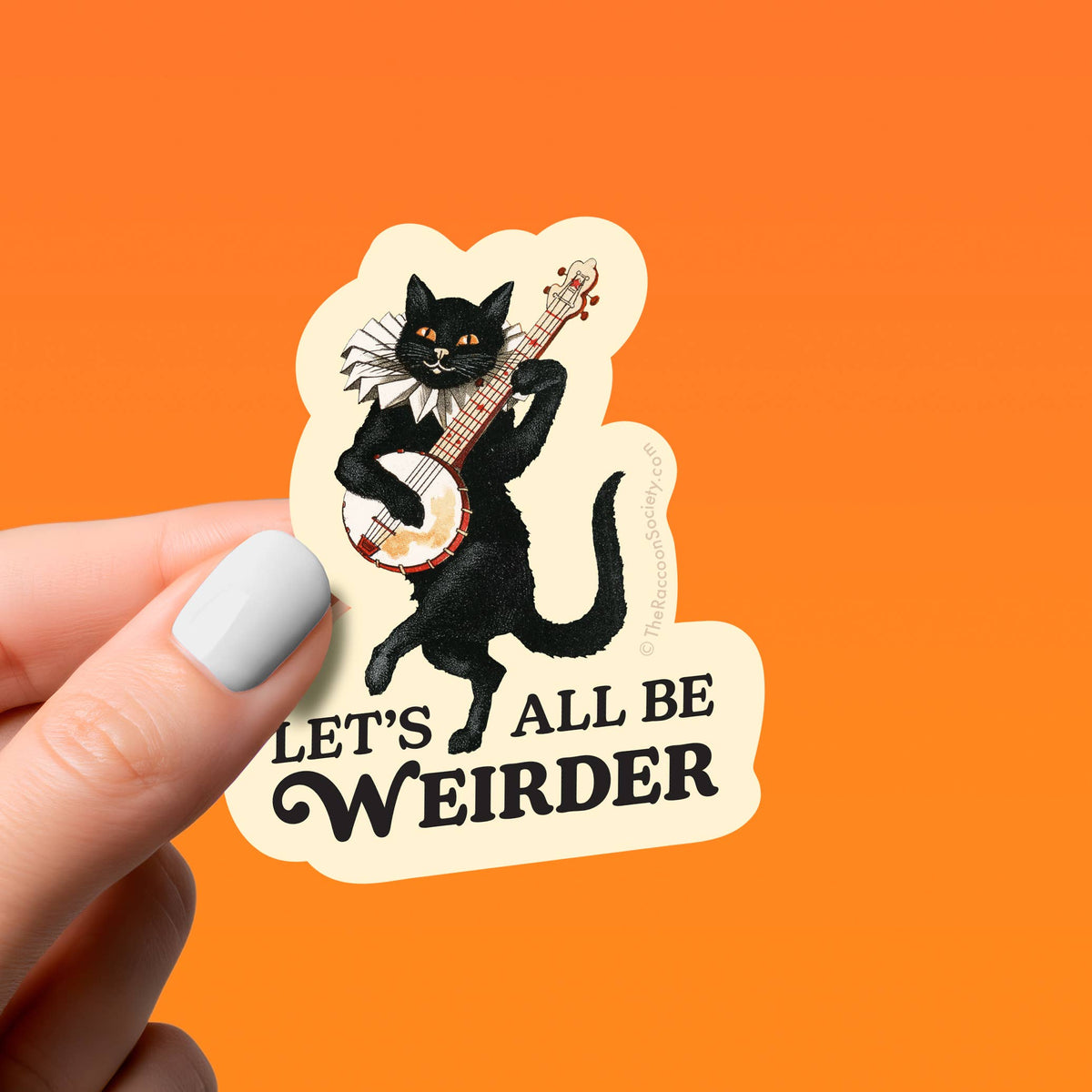 Funny Sticker - BE WEIRDER - Vintage Cat Humor