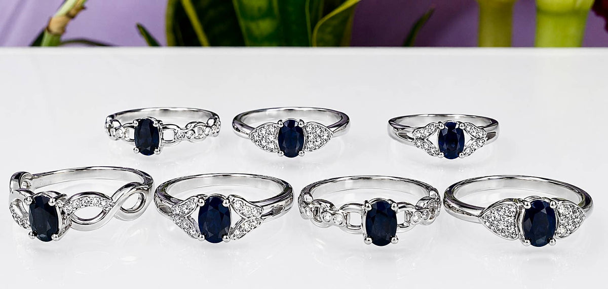 Faceted Natural Sapphire Stainless Steel Rings 4x6mm