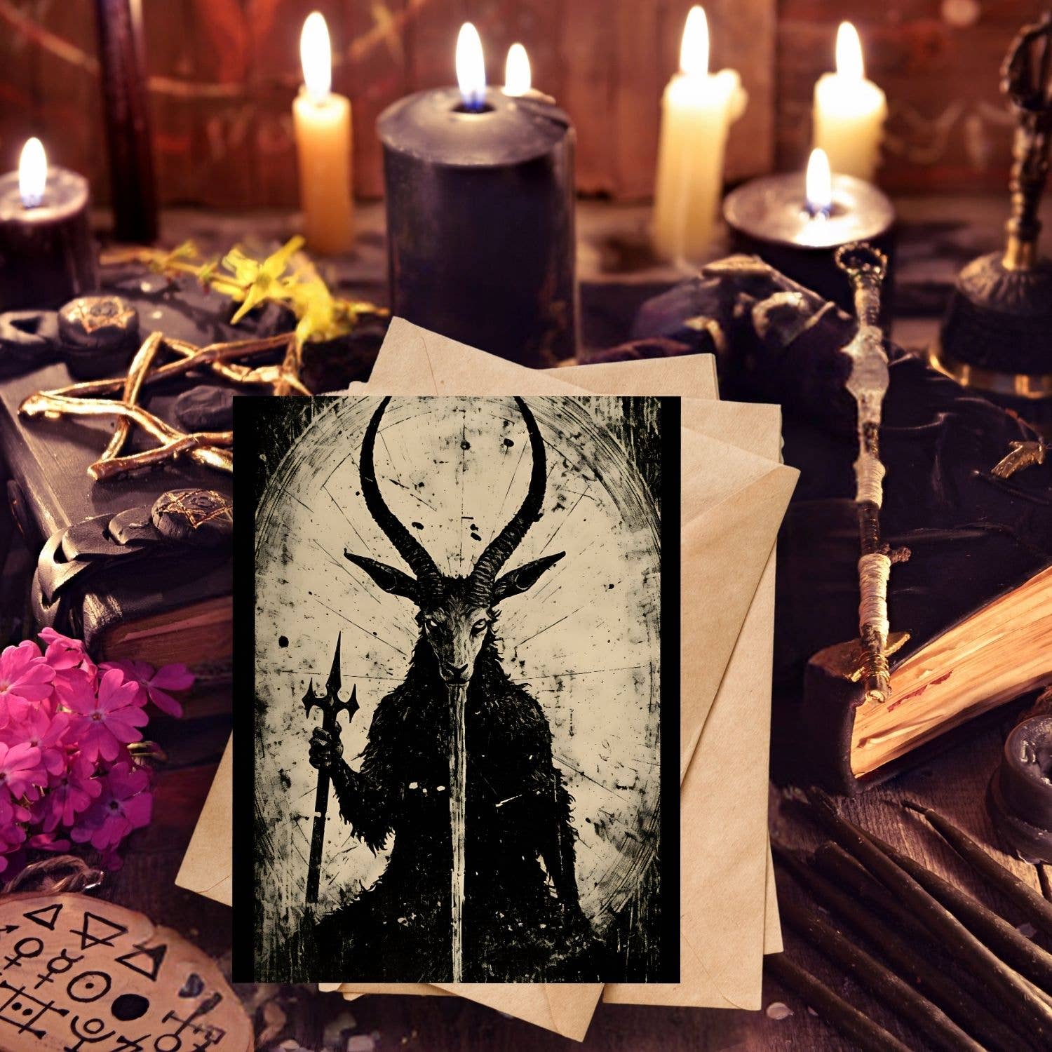 Witchy Woodcuts Greeting Cards