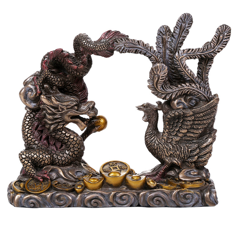Asian Dragon and Phoenix Statue