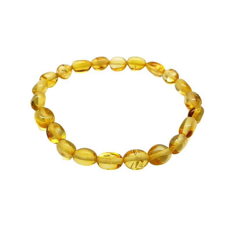 Citrine Amber Beaded Stretch Bracelet