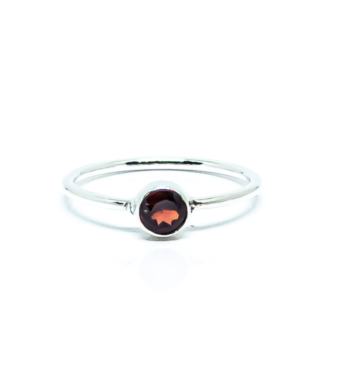 Garnet Ring Sterling Silver 925 Round