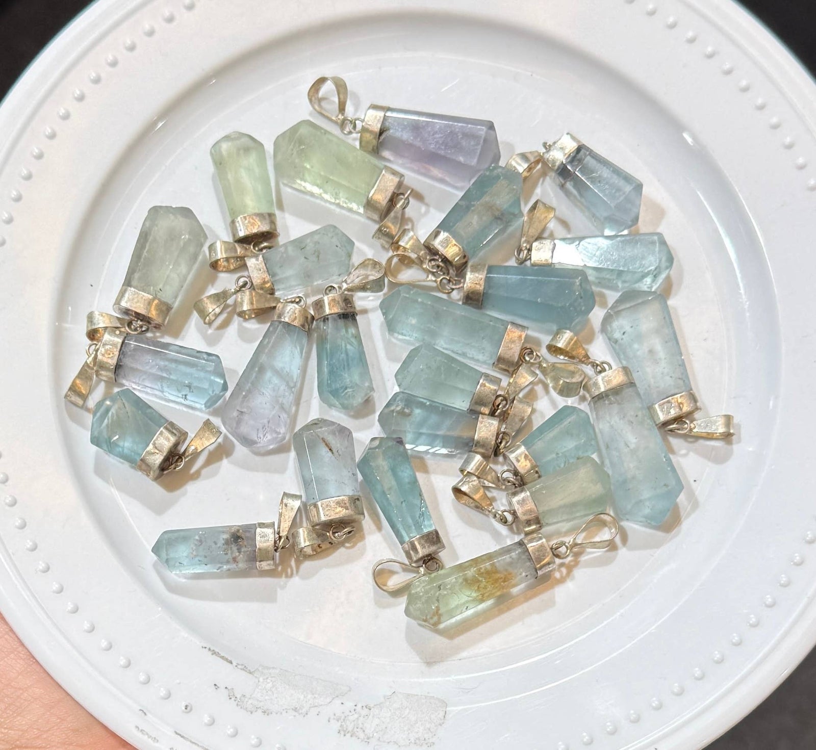 Fluorite Point Pendant with Sterling Silver Cap