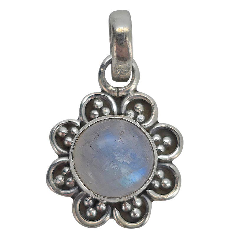 Moonstone Sterling Silver Flower Pendant