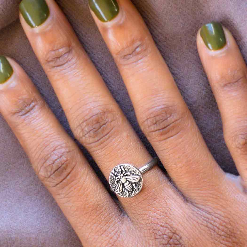 Sterling Silver Bee Coin Ring